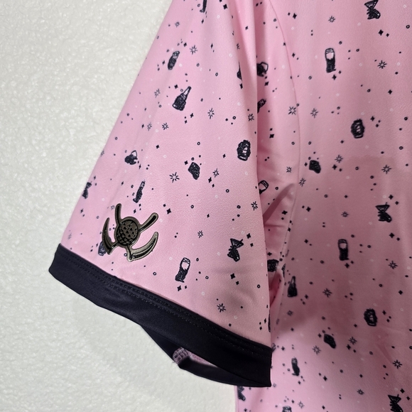 Blade & Grass Club Mens Short Sleeve Medium Golf Performance Polo All Over Print - Picture 3 of 8